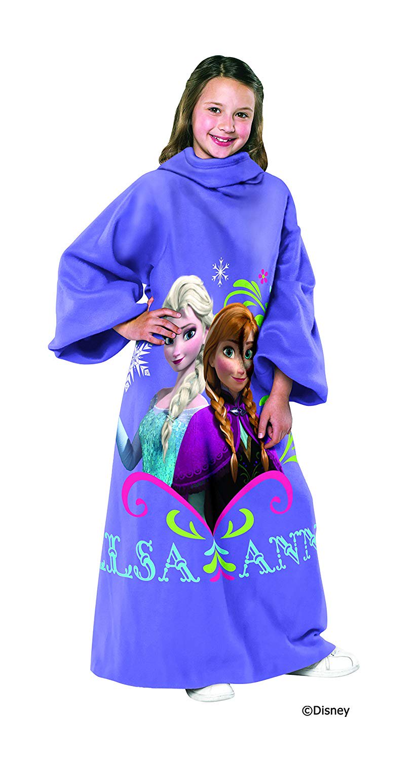 Disney Frozen, Sisters Youth Comfy Throw Blanket with Sleeves, 48" x 48", Multi Color