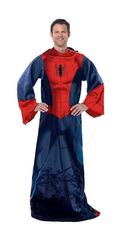 Marvel's Spider-Man, "Spider Up" Adult Comfy Throw Blanket w Sleeves, 48" x 71"