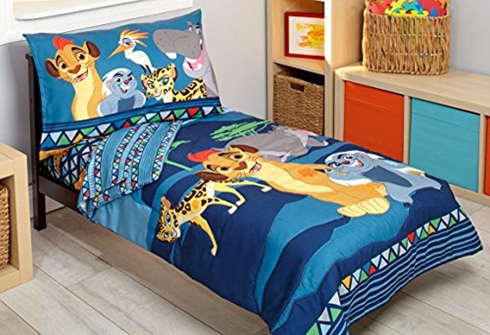 Disney Lion Guard Wild Team 4 Piece Toddler Bedding Set, Blue/Gray/Tan