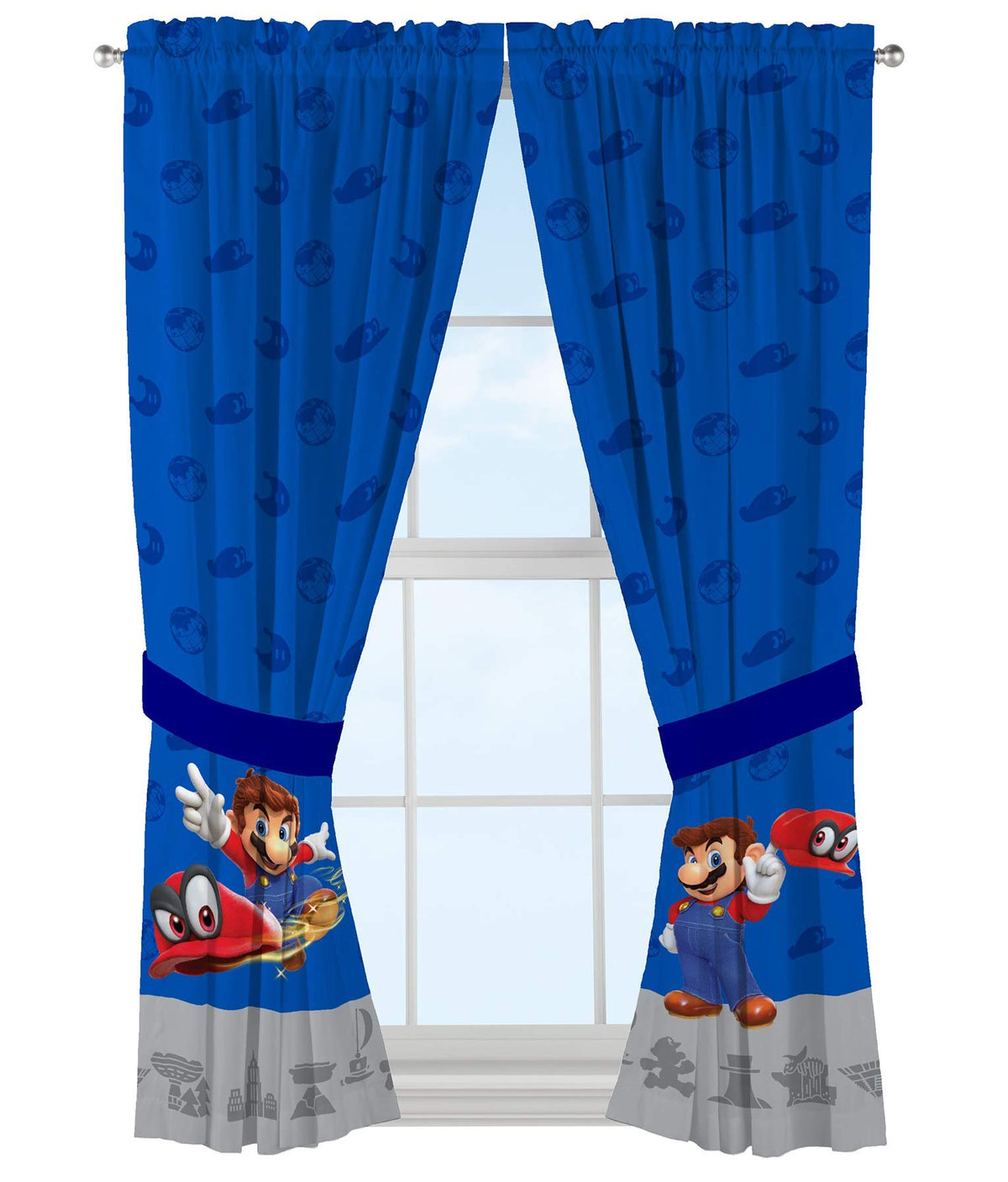 Franco Kids Super Mario Kids Room Window Curtains Drapes Set, 82 in x 63 in