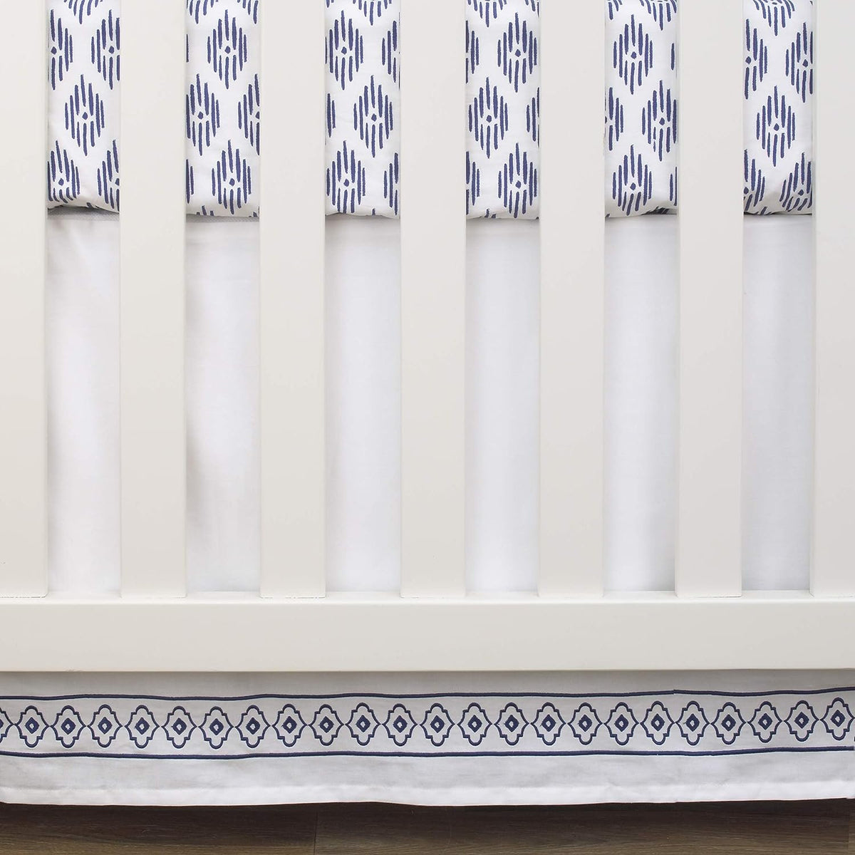 NoJo Indigo Hues Blue and White Elephant 4 Piece Nursery Crib Bedding Set