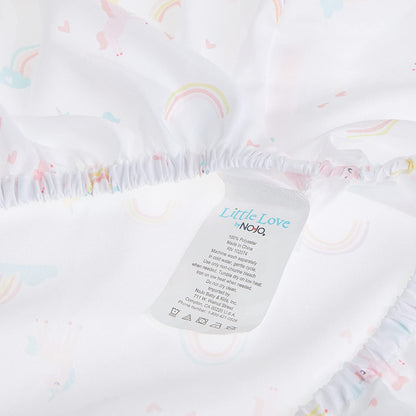 NoJo Fitted Crib Sheet, Rainbow Unicorn, Pink/Aqua/Yellow/White, 28x52x8 Inch (Pack of 1)