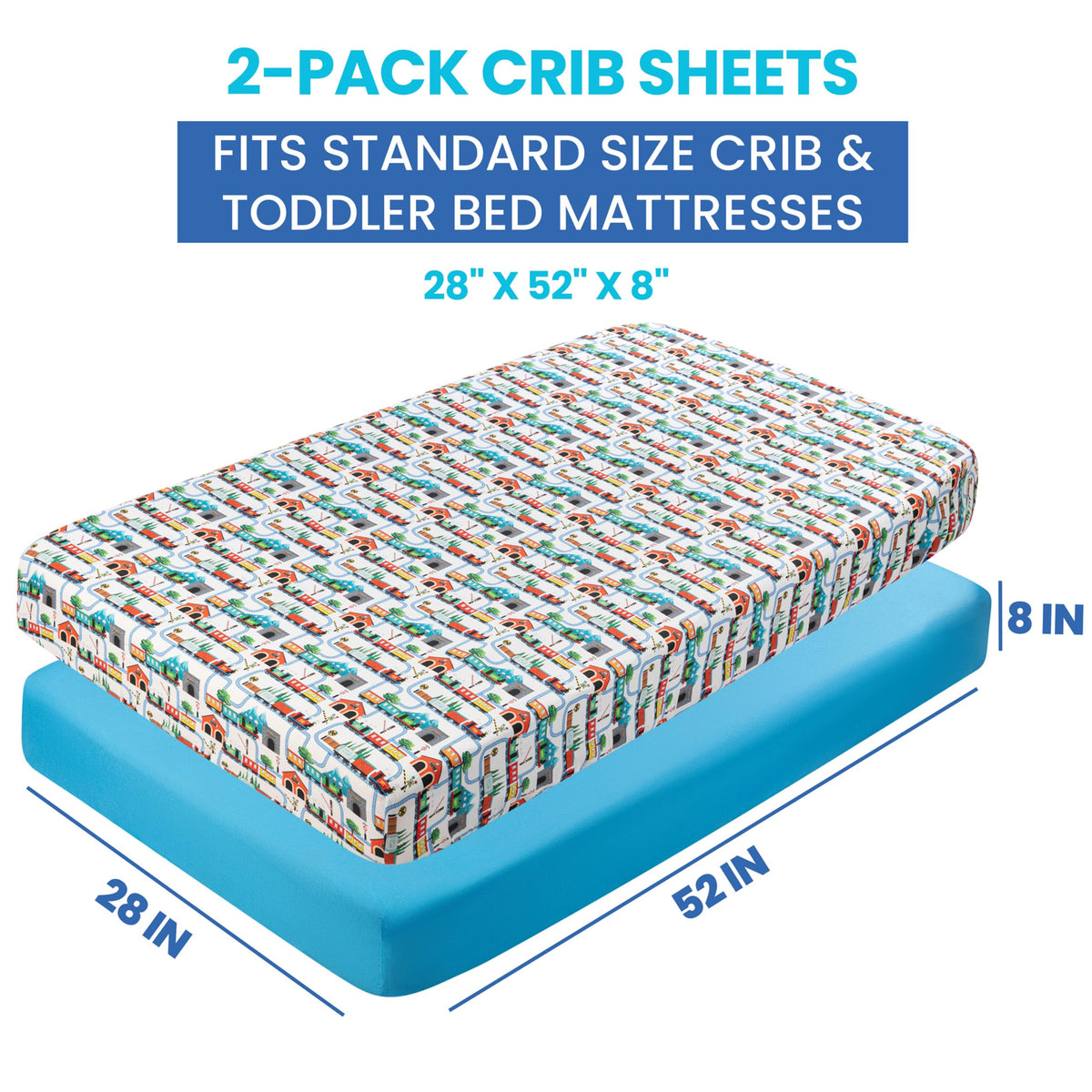 Today's Kids 1-Pack Monster Truck Fitted Baby Crib Sheet Boy - Soft & Breathable Printed Nursery Toddler Bed Sheets for Boys, Elastic Edge with Deep Pockets, Machine Washable, Fits 28" x 52" Mattress