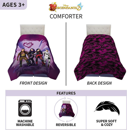 Franco Kids Bedding Disney Descendants 3 Twin/Full Reversible Comforter