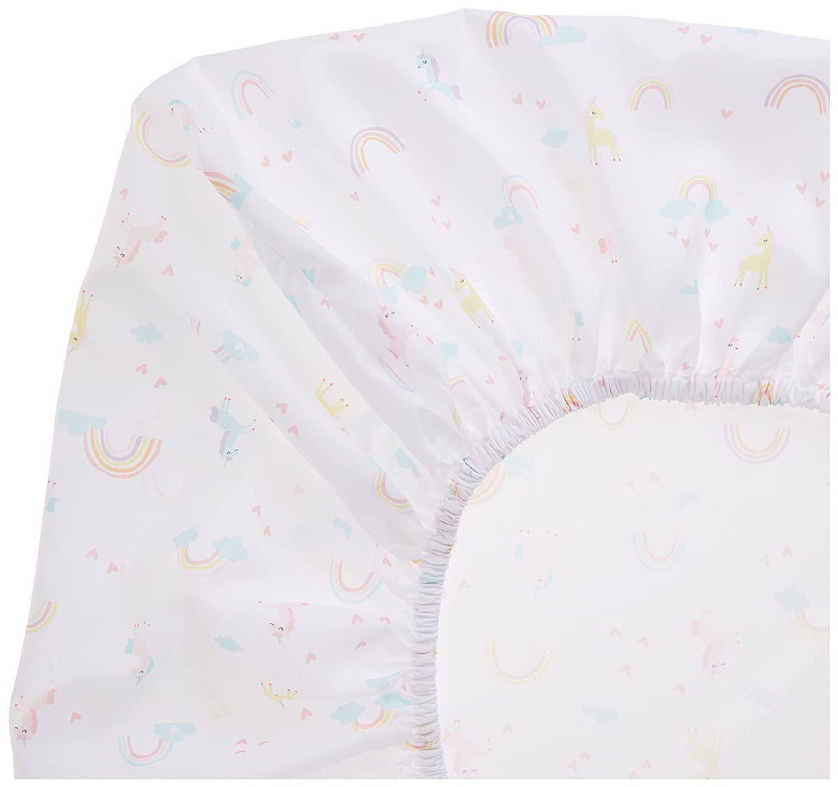 NoJo Fitted Crib Sheet, Rainbow Unicorn, Pink/Aqua/Yellow/White, 28x52x8 Inch (Pack of 1)