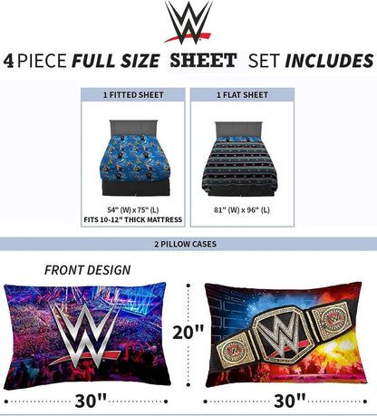 WWE Franco Kids Bedding On The Canvas 4-Piece Full Size Sheet Set