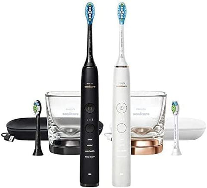 PHILIPS Battery Powered Sonicare Diamond Clean Rechargeable Toothbrush 2-Pack Handles Black/Rose Gold