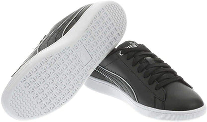 PUMA Womens Vikky V2 Black Silver Leather Sneakers Walking Shoes 9.0