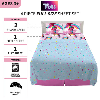 Franco Kids Trolls World Tour Full Size Sheet Set