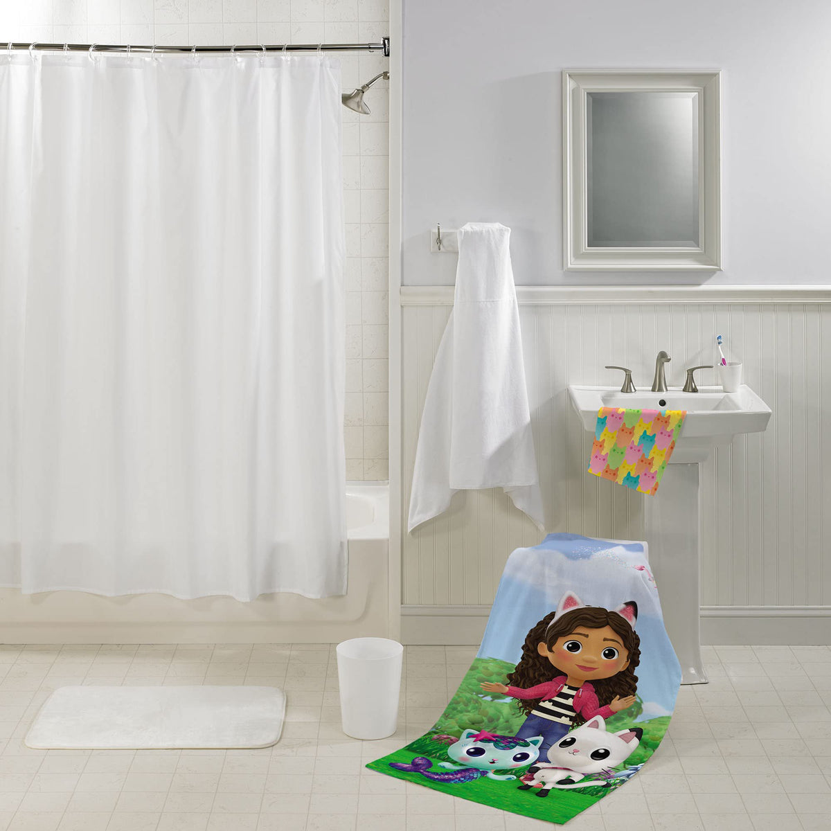 Franco Gabby's Dollhouse Kids Beach Towel & Washcloth 2 Piece Set, 50 in x 25 in