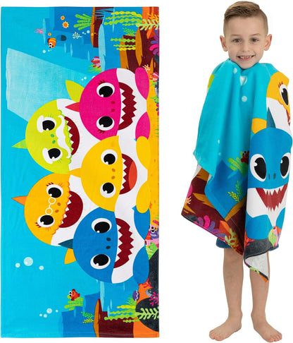 Franco Kids Baby Shark Cotton Bath/Pool/Beach Towel, 58 in x 28 in