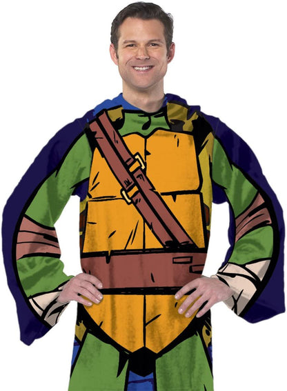 Nickelodeon's Teenage Mutant Ninja Turtles, "Being Leo" Adult Comfy Throw Blanket with Sleeves, 48" x 71"