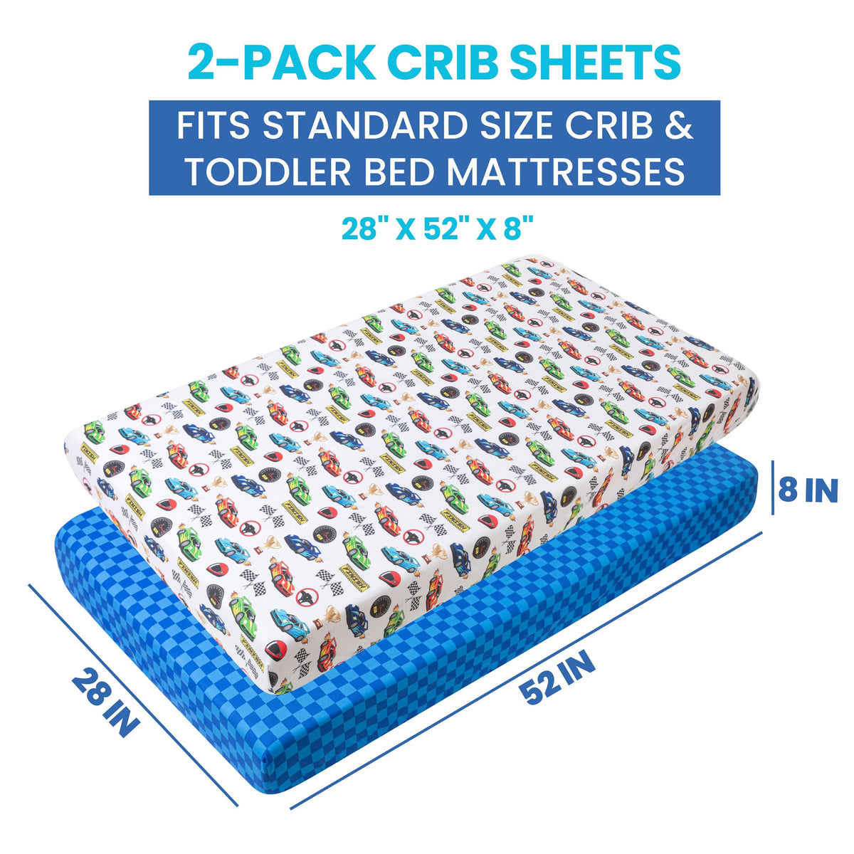 Today's Kids 1-Pack Monster Truck Fitted Baby Crib Sheet Boy - Soft & Breathable Printed Nursery Toddler Bed Sheets for Boys, Elastic Edge with Deep Pockets, Machine Washable, Fits 28" x 52" Mattress
