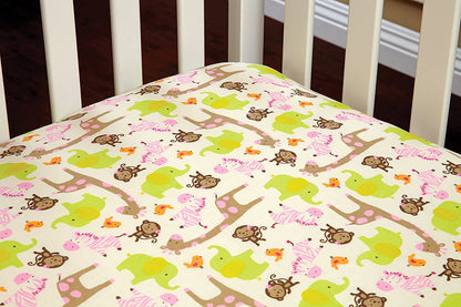 Carter's Jungle Animals Fitted Crib Sheet 100% Cotton