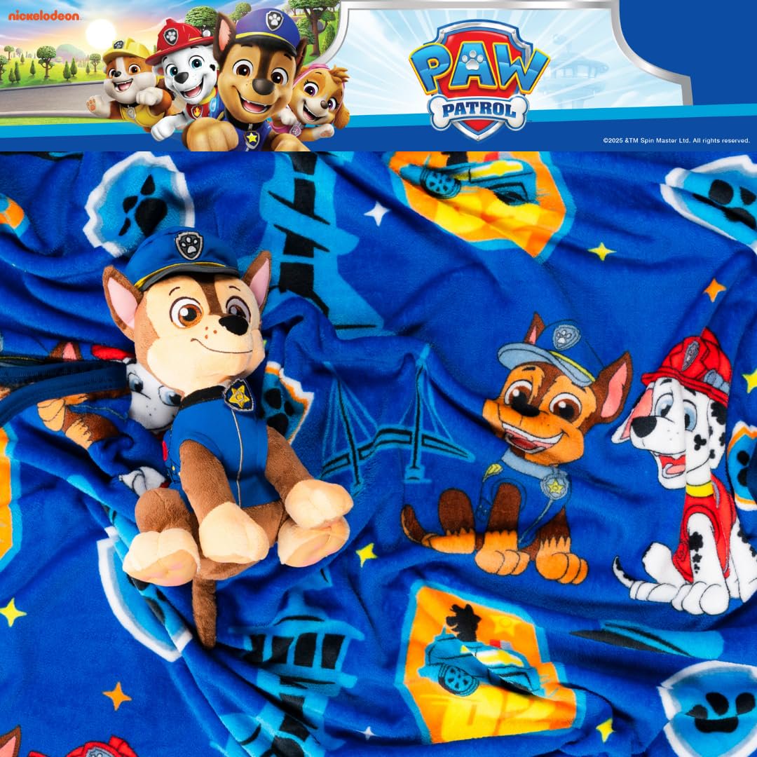 Paw Patrol Chase Kids Plush Cuddle Pillow and Throw 2 Piece Set, 40 in x 50 in