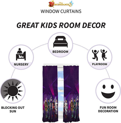 Franco Kids Window Curtain Panels Drapes Set, 82 in x 63 in, Disney Descendants 3