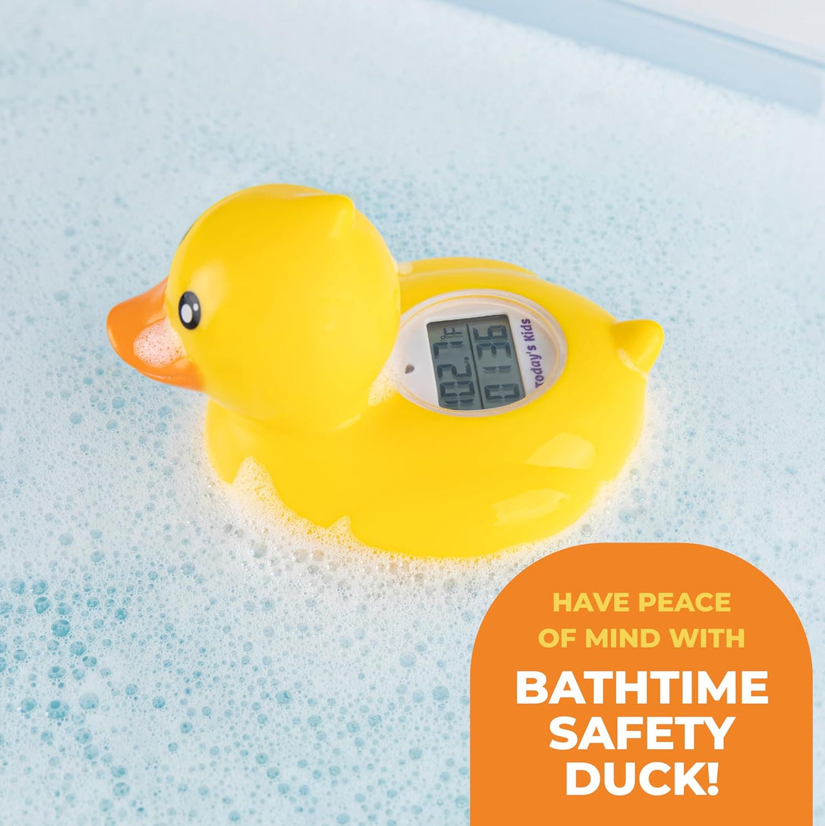 Todays Kids Duck Baby Bath Thermometer & Clock - Fahrenheit & Celsius Baby Bath Thermometer