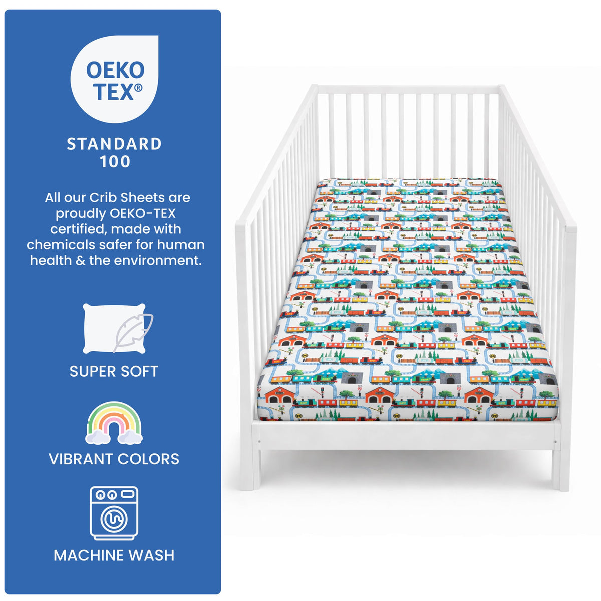 Today's Kids 1-Pack Monster Truck Fitted Baby Crib Sheet Boy - Soft & Breathable Printed Nursery Toddler Bed Sheets for Boys, Elastic Edge with Deep Pockets, Machine Washable, Fits 28" x 52" Mattress