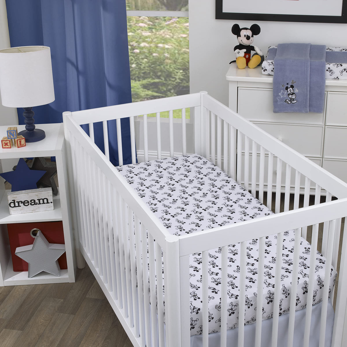 Disney Mickey Mouse Timeless Mickey Blue 3 Piece Crib Bedding Set