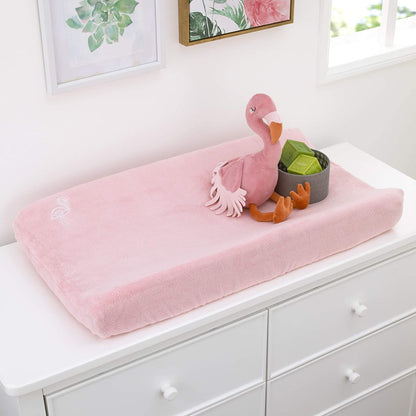 NoJo Tropical Flamingo Pink Plush Coral Fleece Changing Pad Cover