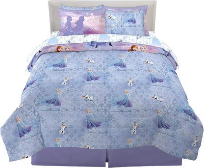 Disney Frozen 2 Kids Bedding 7 Piece Full Comforter and Sheet Set with Shams, Full Size