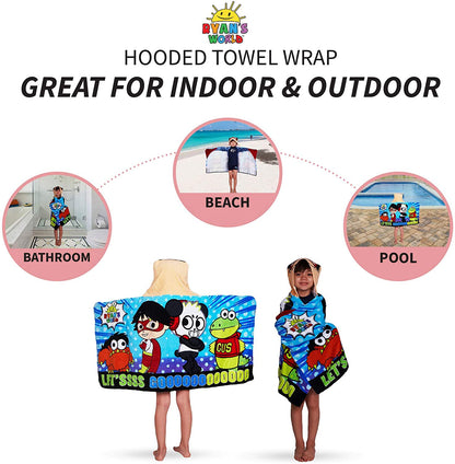 Ryan’s World Cotton Terry Hooded Towel Wrap, 24" x 50"