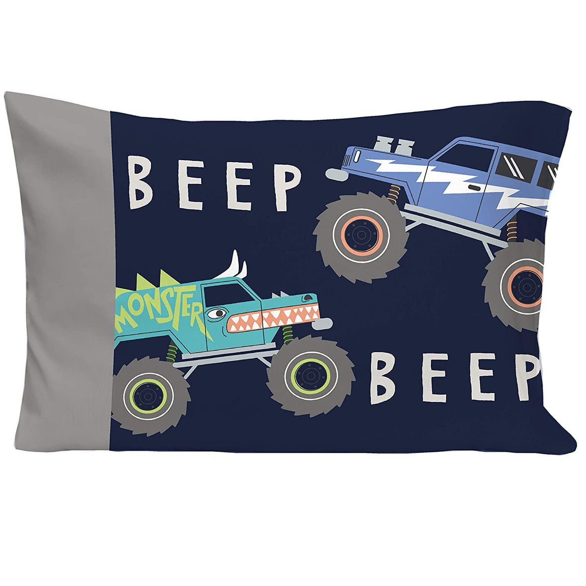 Carter's Monster Truck 4 Piece Toddler Bed Set, Navy and Grey