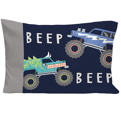 Carter's Monster Truck 4 Piece Toddler Bed Set, Navy and Grey