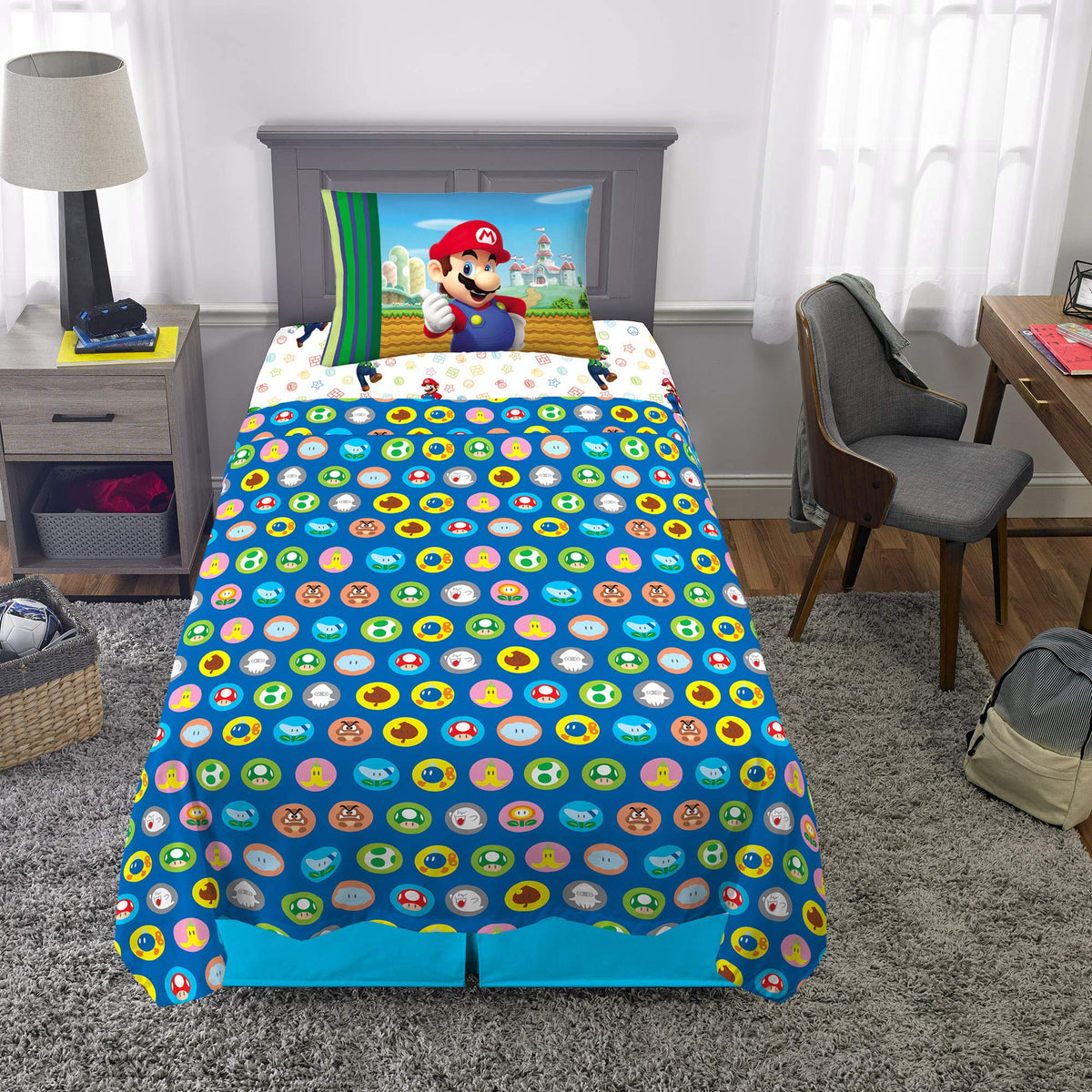 Franco Kids Bedding Super Mario Twin Size Sheet Set