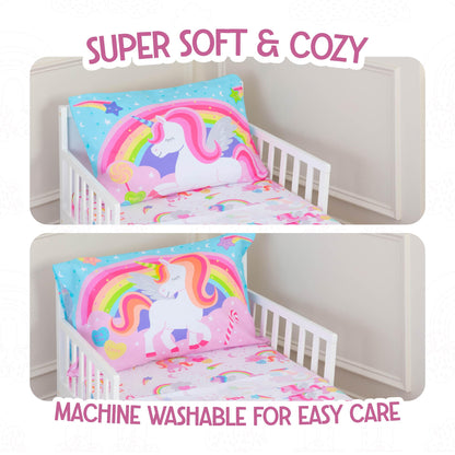 Todays Kids Monster Trucks Toddler Bedding Set for Boys - 4-Piece Toddler Bed Comforter Sets for Boys, Reversible Comforter & Pillowcase, Flat Sheet, Fitted Sheet, Breathable & Super Soft Microfiber