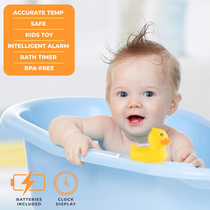 Todays Kids Duck Baby Bath Thermometer & Clock - Fahrenheit & Celsius Baby Bath Thermometer