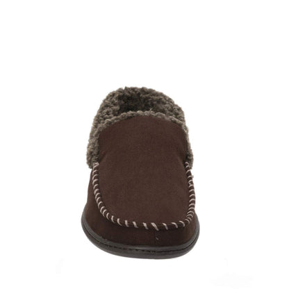 Dearfoams Men's Memory Foam Slipper Microsuede Moc Whipstitch