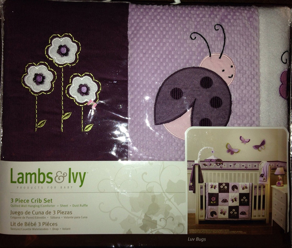 Lambs & Ivy Luv Bugs 3 piece Crib bedding set