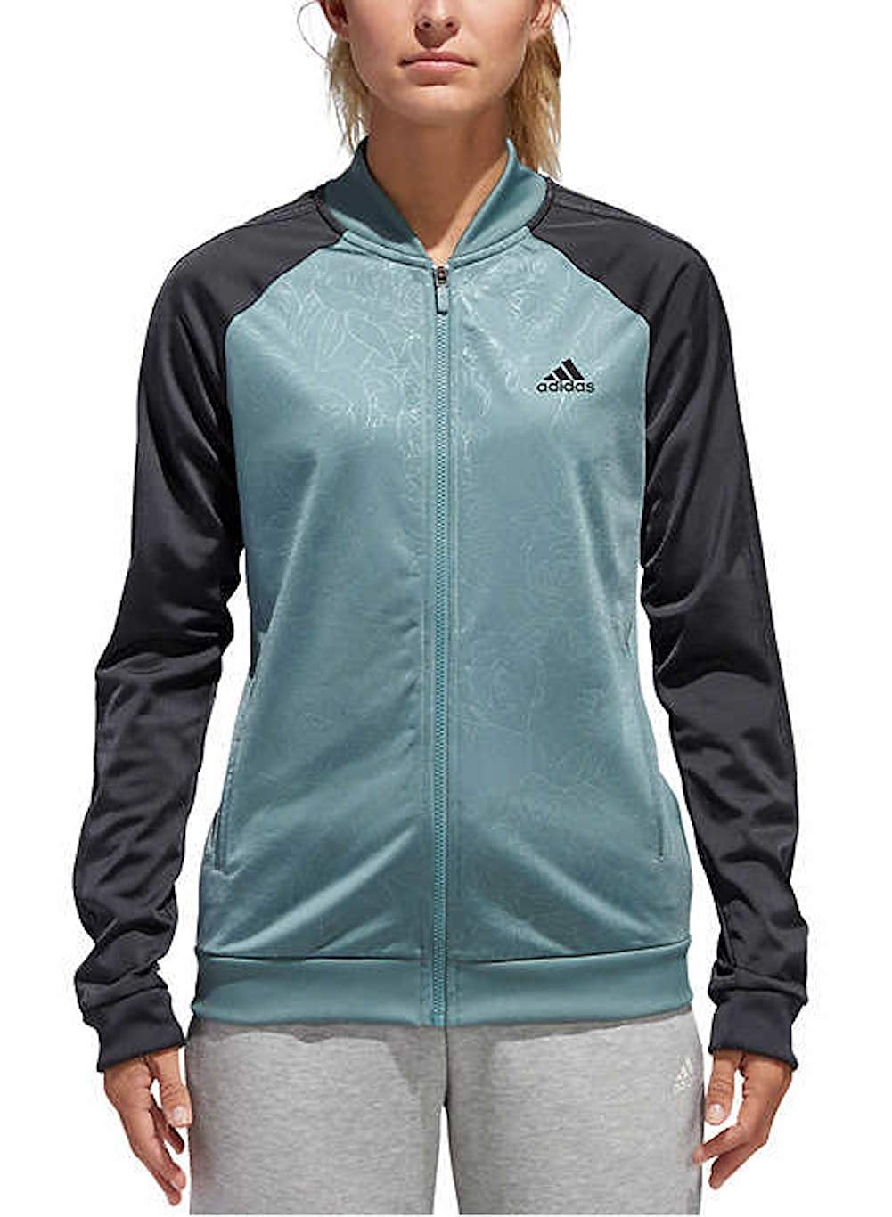 adidas Womenâ€™s Embossed Print Track Jackets Full-Zip Climalite Jacket
