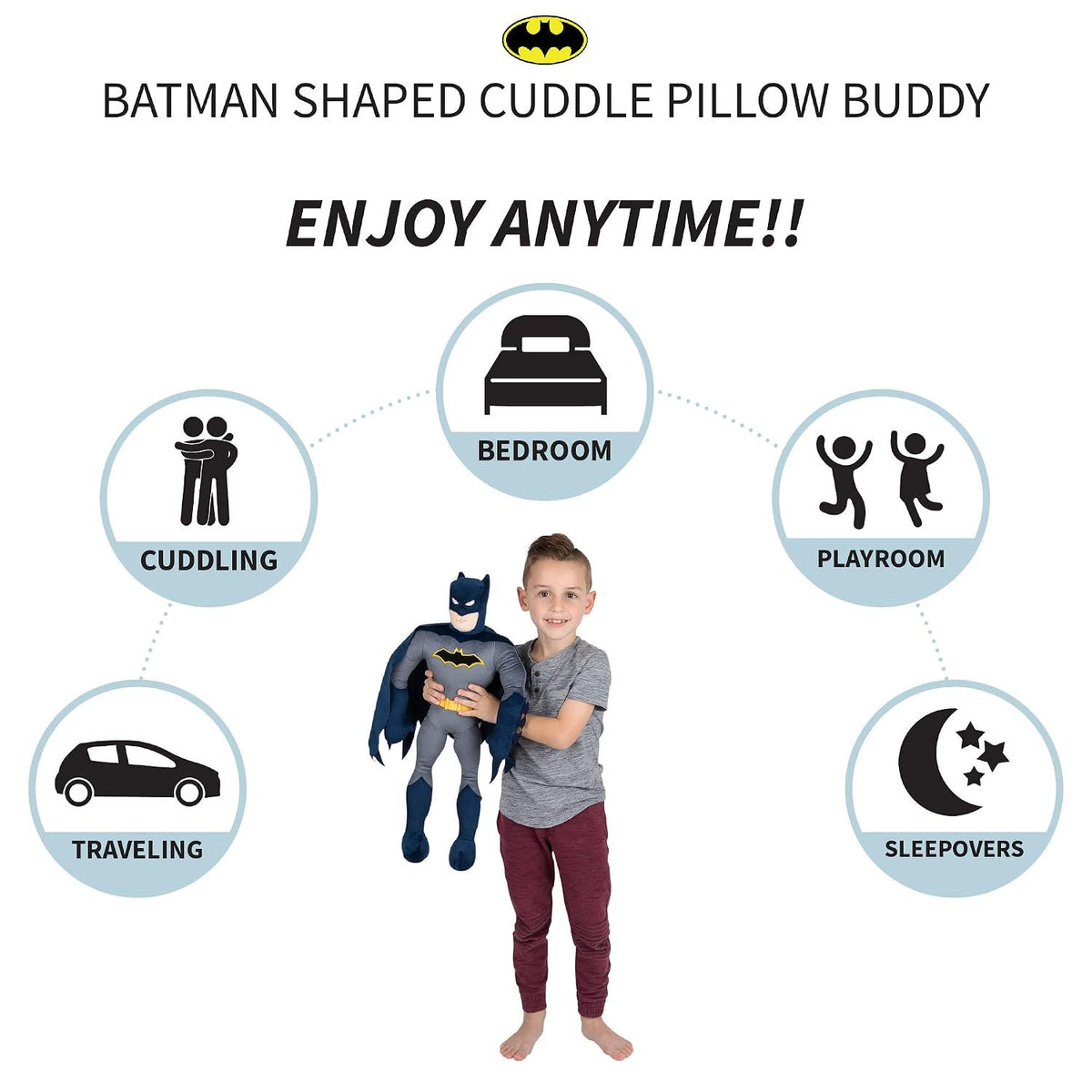 Franco Kids Batman Plush Cuddle Pillow Buddy