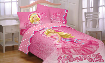 Mattel Barbie Twin Bed Comforter Walking on Roses Bedding