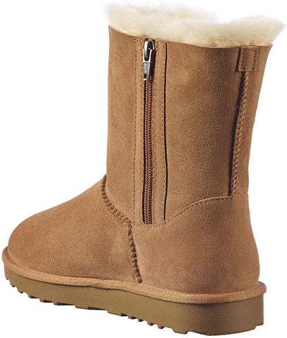 Kirkland Signature Ladies Genuine Sheepskin - Shearling Lining - Zipper Boots for Women Chestnut (8)