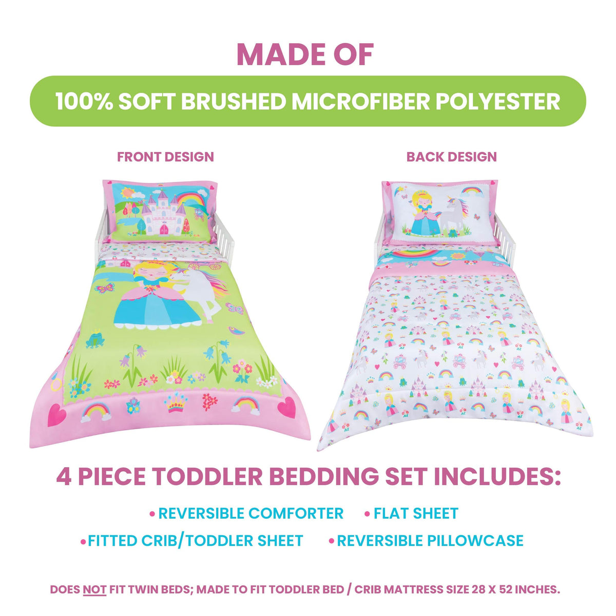 Todays Kids Monster Trucks Toddler Bedding Set for Boys - 4-Piece Toddler Bed Comforter Sets for Boys, Reversible Comforter & Pillowcase, Flat Sheet, Fitted Sheet, Breathable & Super Soft Microfiber