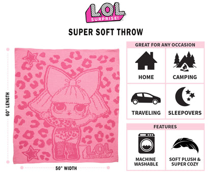 Franco Kids Bedding L.O.L. Surprise Micro Raschel Throw Blanket, 46" x 60"