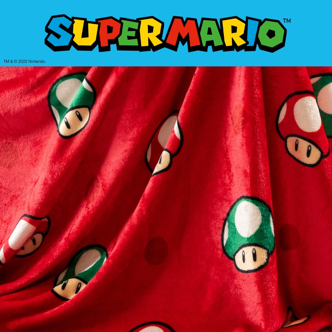 Franco Nintendo Super Mario Gaming Toad Plush Throw Blanket, 46 in x 60 in