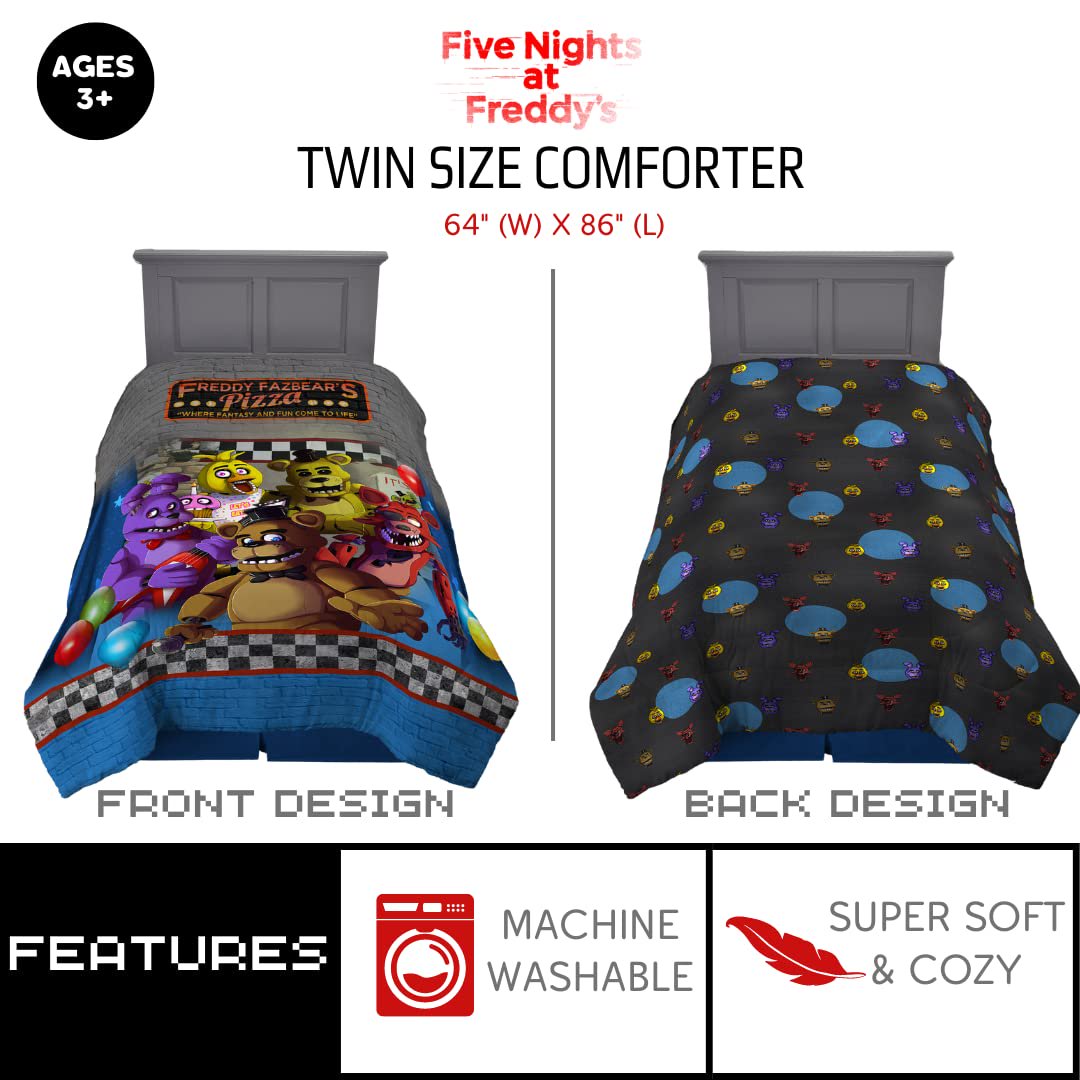Franco Kids Five Nights at Freddy's Game Twin Size Comforter