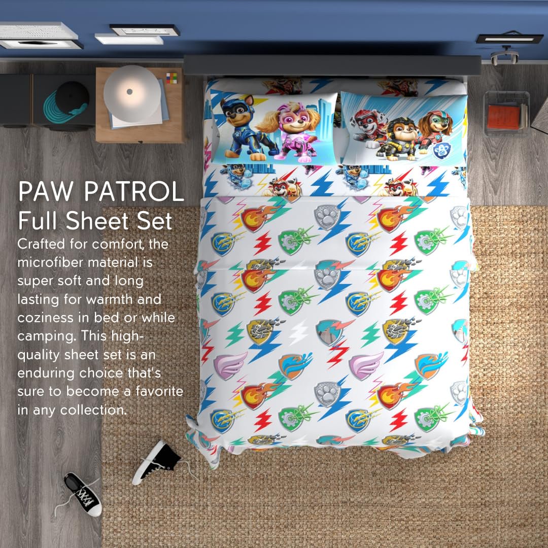 Franco Kids Paw Patrol 2 The Movie 4 Piece Full Size Sheet Set