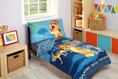 Disney Lion Guard Wild Team 4 Piece Toddler Bedding Set, Blue/Gray/Tan