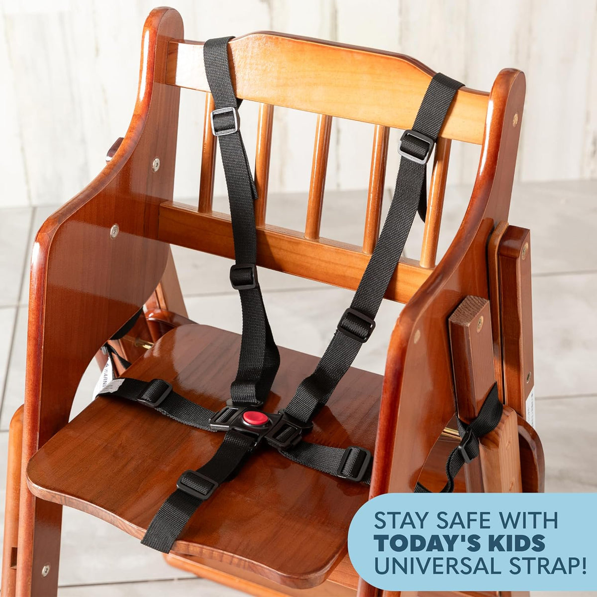 Today's Kids Universal High Chair Straps Replacement - 5 Point Harness High Chair Straps, Adjustable Safety Highchair Straps, Heavy Duty High Chair Seat Belt for Stroller, Pushchair, Pram & Buggy