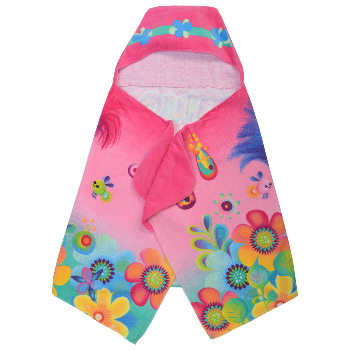 Trolls Bath/Pool/Beach Cotton Terry Hooded Towel Wrap, 24 In x 50 In