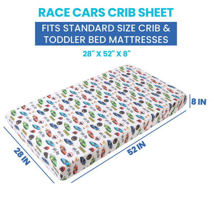 Today's Kids 1-Pack Monster Truck Fitted Baby Crib Sheet Boy - Soft & Breathable Printed Nursery Toddler Bed Sheets for Boys, Elastic Edge with Deep Pockets, Machine Washable, Fits 28" x 52" Mattress