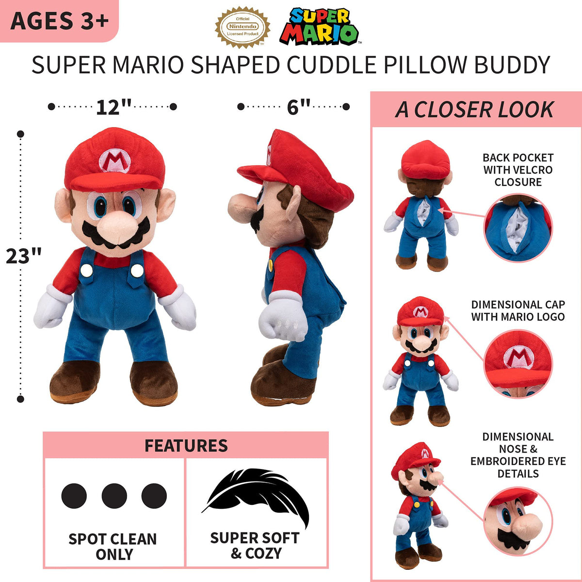 Franco Kids Bedding Super Soft Plush Cuddle Pillow Buddy, (Officially Licensed Product)