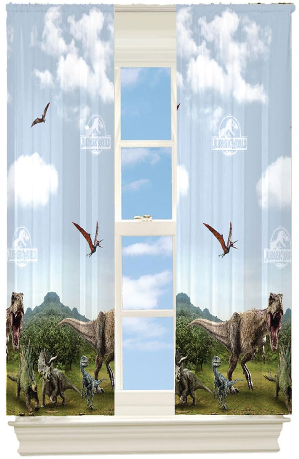 Franco Kids Jurassic World Room Window Curtains Drapes Set, 63 In L X 84 In W