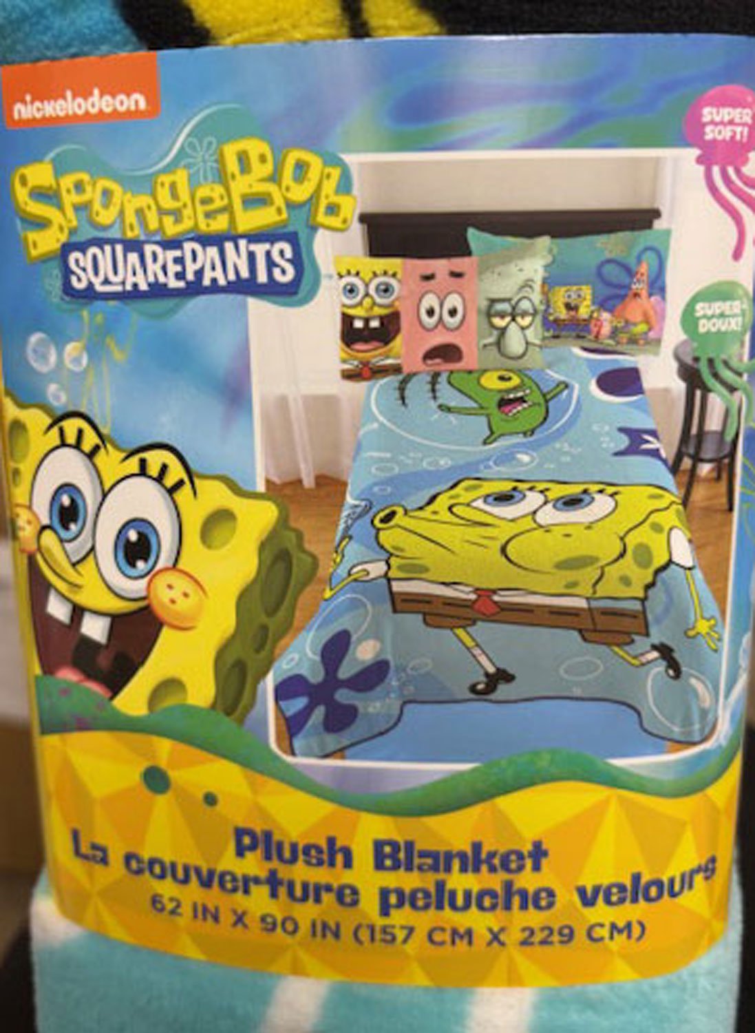 SpongeBob SquarePants Kids Super Plush Blanket, 62” x 90”
