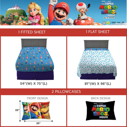 Franco The Super Mario Bros. Movie Full Size Sheet Set (Officially Licensed Product)